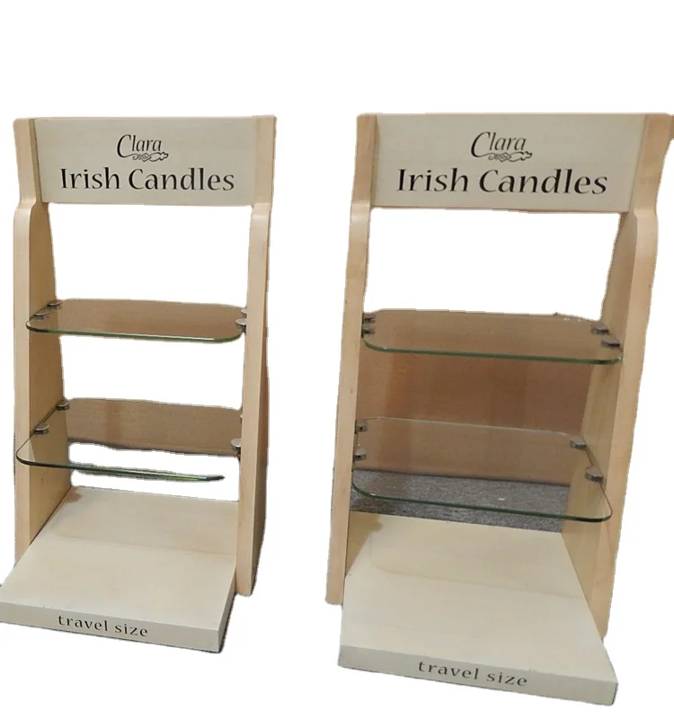 Custom Freestanding Rustic Wood Shelves Christmas Home Decoration Yankee Candle Display Shelf