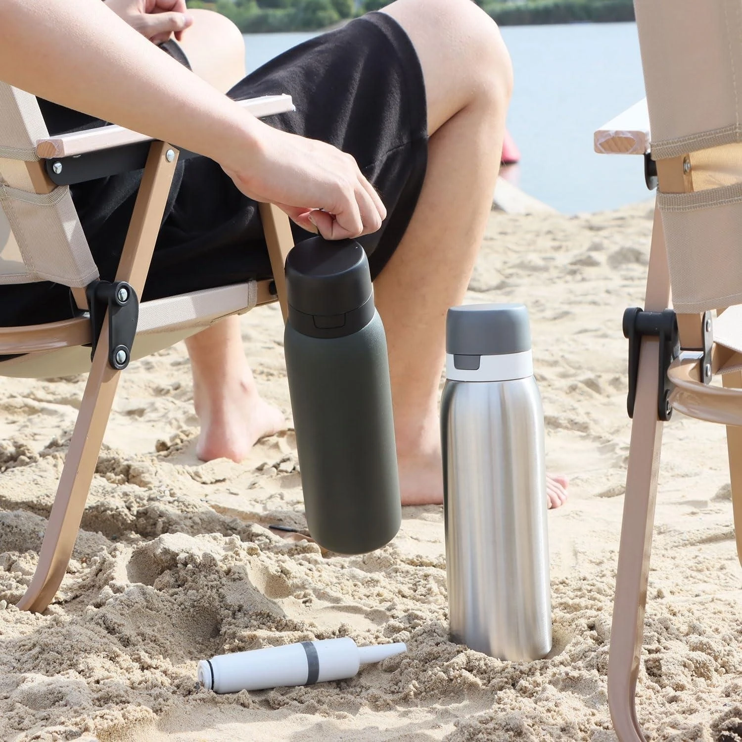 Stainless Steel Insulated Filtered Water Bottle Keep Ice/Cold and Hot Water for 24 h Reduce 99.9% of Chlorine Taste & Odor