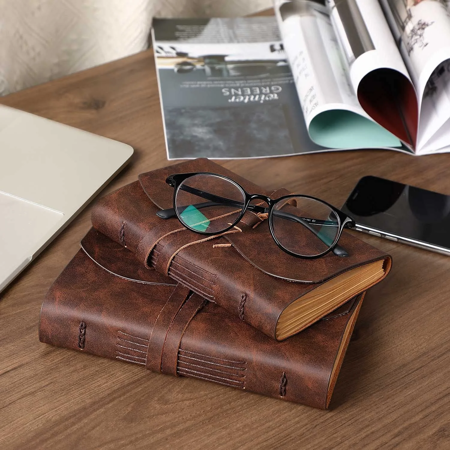 Leather Travel Writing Journal Leather Personalized Notebook for Home Office Traveling Gift