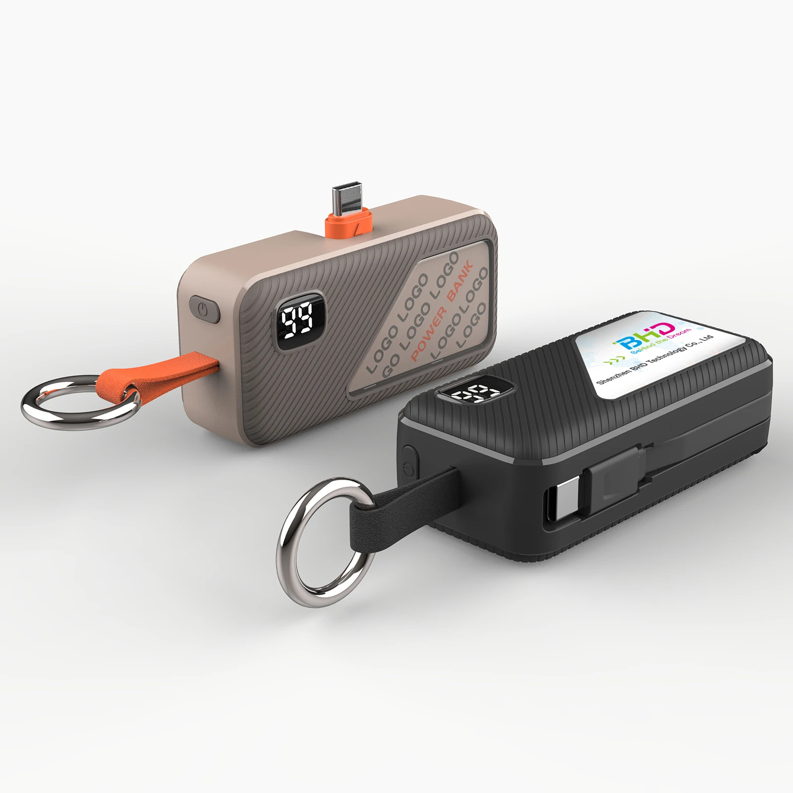 2025 Popular Gift OEM Custom Logo Transparent PC Keychain 3000-5000mAh Power Bank Personalization Sticker