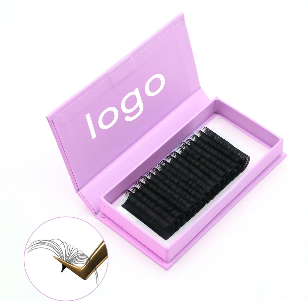 private label easy fan square real mink silk individual human hair volume eyelash  lash eyelash extensions korea easy fanning