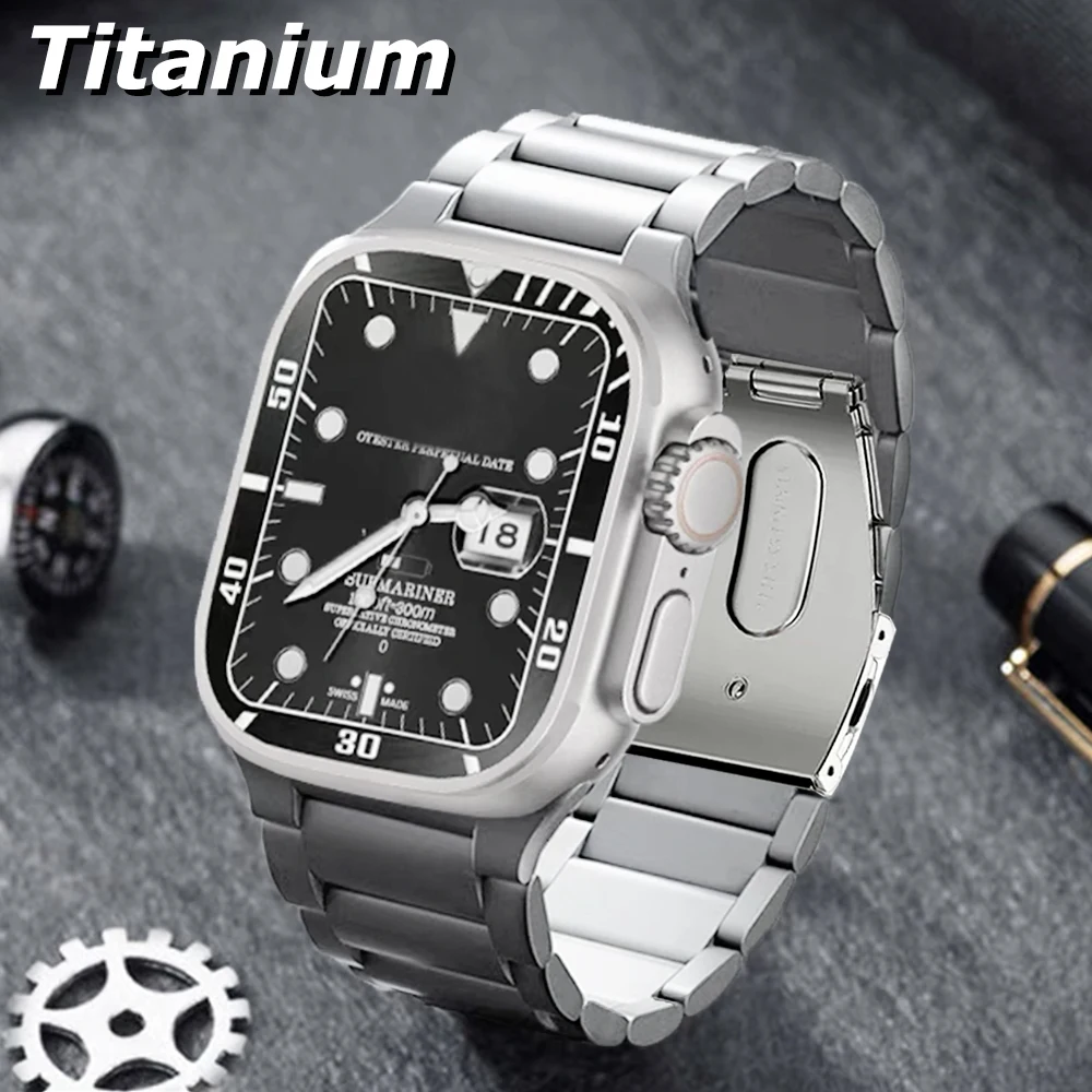 Metal Titanium Strap For Apple watch Ultra 49mm 8 7 45mm 41mm Luxury Smart Watch Wristband For iwatch 6 5 4 3 SE 44mm 42mm 40mm