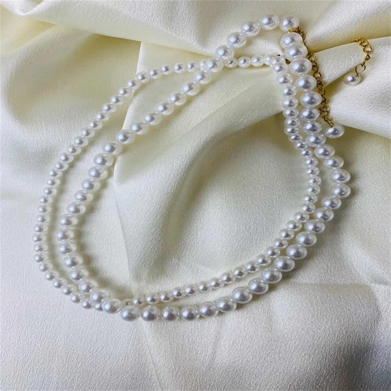 Wholesale fashion 3 4 6 8MM imitation pearl necklace 14K gold freshwater pearl choker necklace