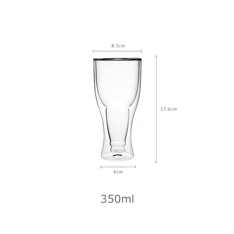Beer Glasses Clear Double Wall Insulated Pub Mugs Upside Down Design Holds One Full Beer Bottle Freezable Glass for Beer Lovers