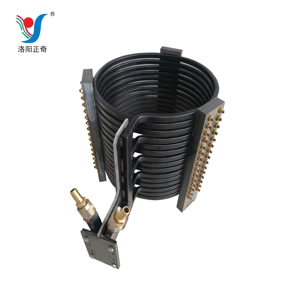 Induction heating coil for silicon carbide furnace