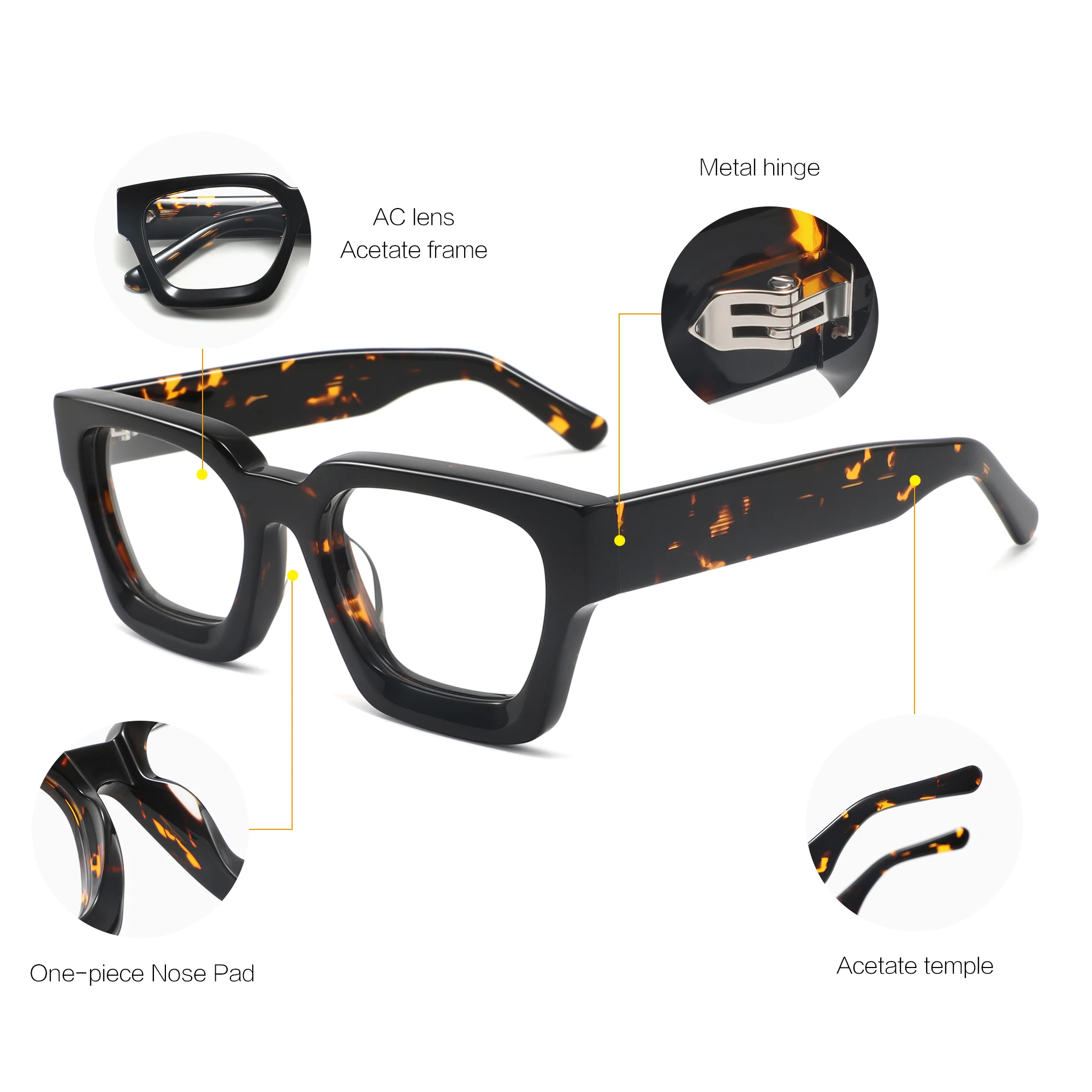 CONCHEN Luxury Acetate Optical Glasses Frame High Quality Custom Logo Eyewear Eyeglasses