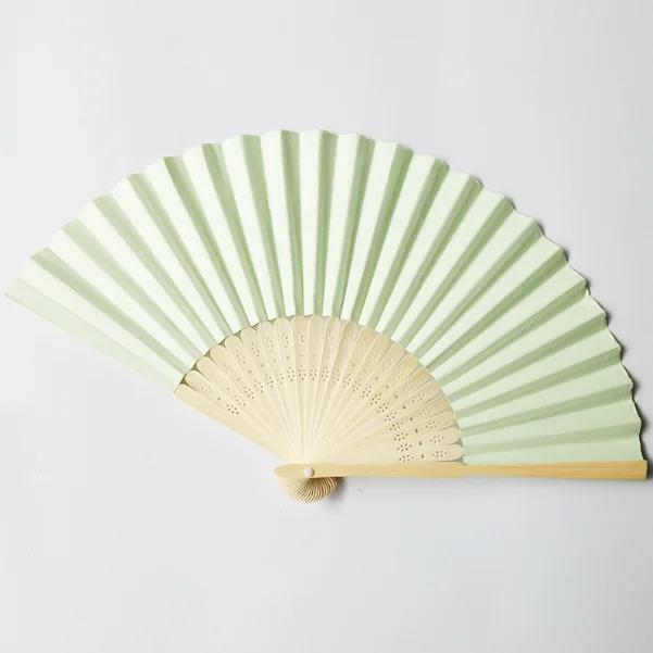 high quality custom carved bamboo hand fan two side printing silk folding hand fan