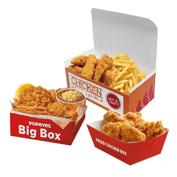 Take away fast food cardboard packaging paper boxes White Cardboard/Kraft Paper fried chicken box