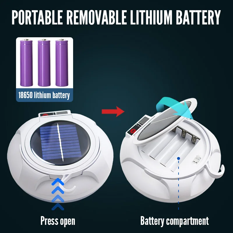 Solar Camping Lamp USB Rechargeable LED Tent Light 3 Modes Power display Portable Emergency Camping Light Lantern