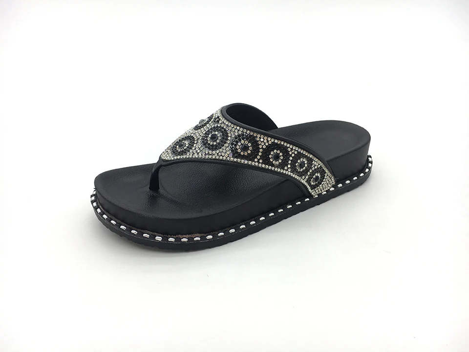 High Quality Slippers Stock processing Black PVC sole for women slipper flip flop design in summer shoes