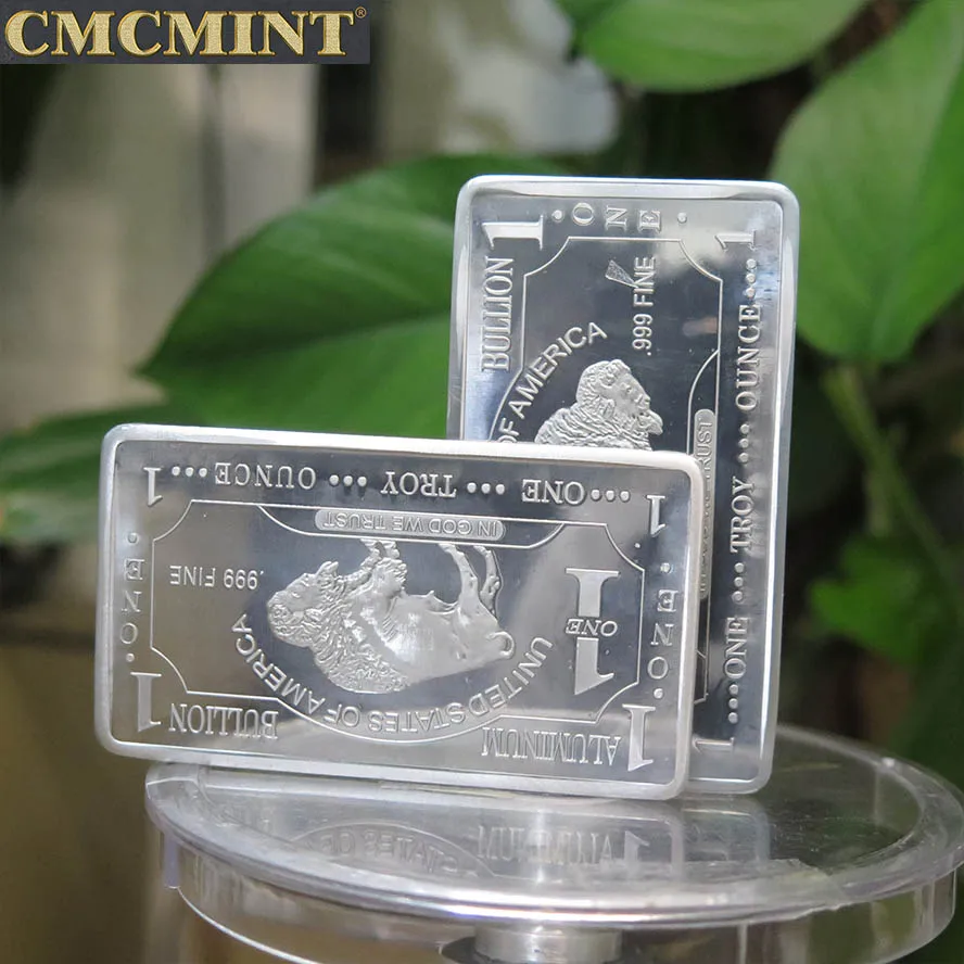 Drop shipping custom 1 oz 999 Fine Aluminum Buffalo Bar old coins india sell B62B