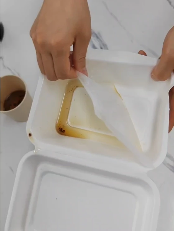 no added pfas bagasse food container Compostable PLA PET coating lamination film bagasse paper pulp takeaway food packaging box