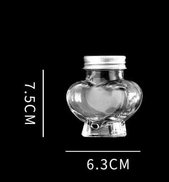 New Design Heart Shaped Wedding Gift decoration glass jars custom logo clear wishing vials Glass Bottle with cork stoppers