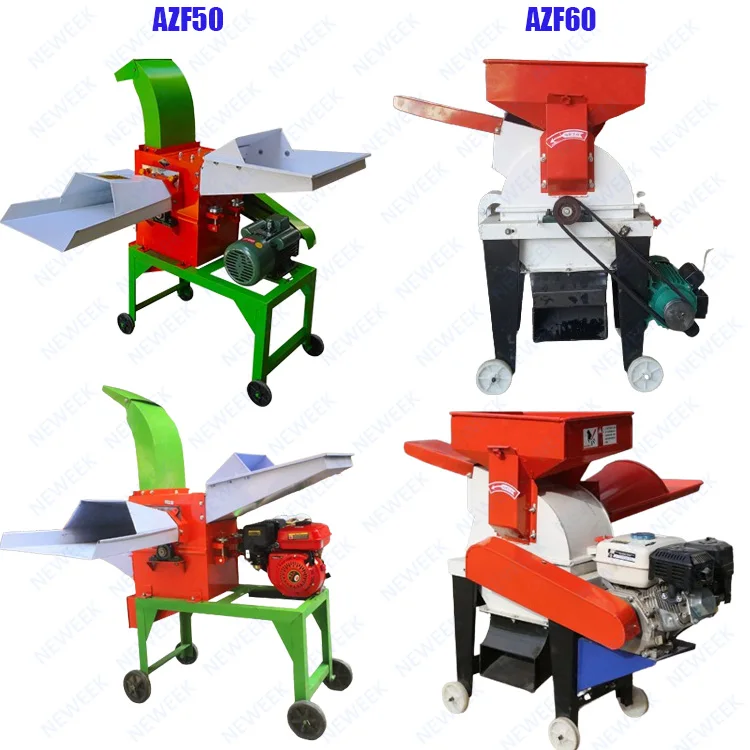 NEWEEK 3 in 1 for Animals Feed Stalk Grass Pulper Chopper Grinder Machine Chaff Cutter With Grain Crusher