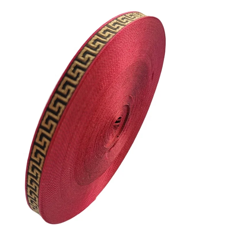 Acme eco-friendly custom OEM design LOGO 100% polyester jacquard ethnic ribbon trim webbing strap tape