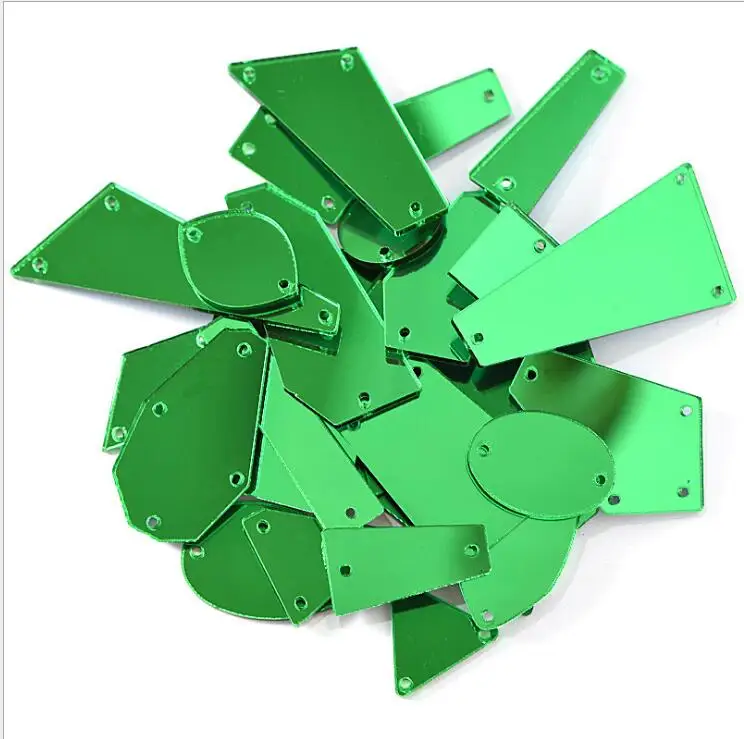 100pcs Top quality shaped mirror crystal sew on rhinestones all colors available flat back acrylic sheet factory price