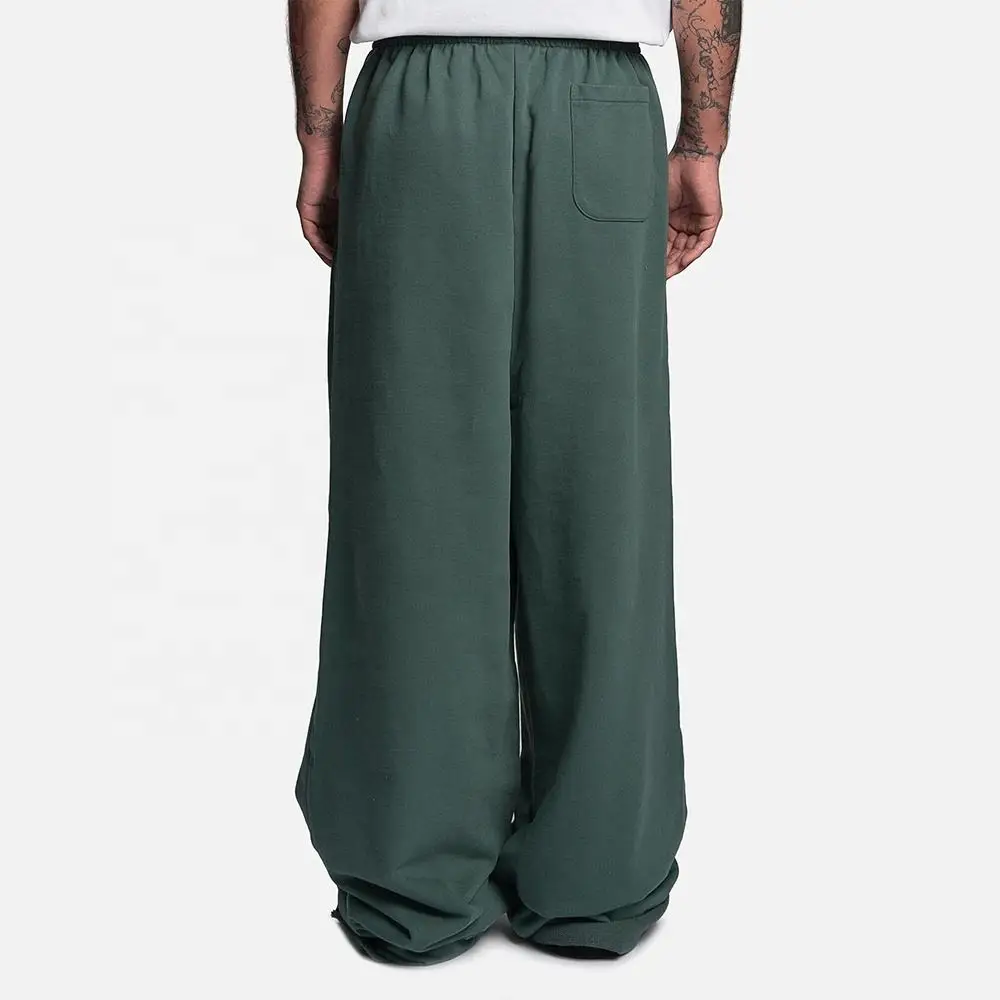 Street Wear Sweat pants Customized Mens French Terry Stacked Cotton Acid Washed Men Raw Edge At Cuffs Jogger Pants