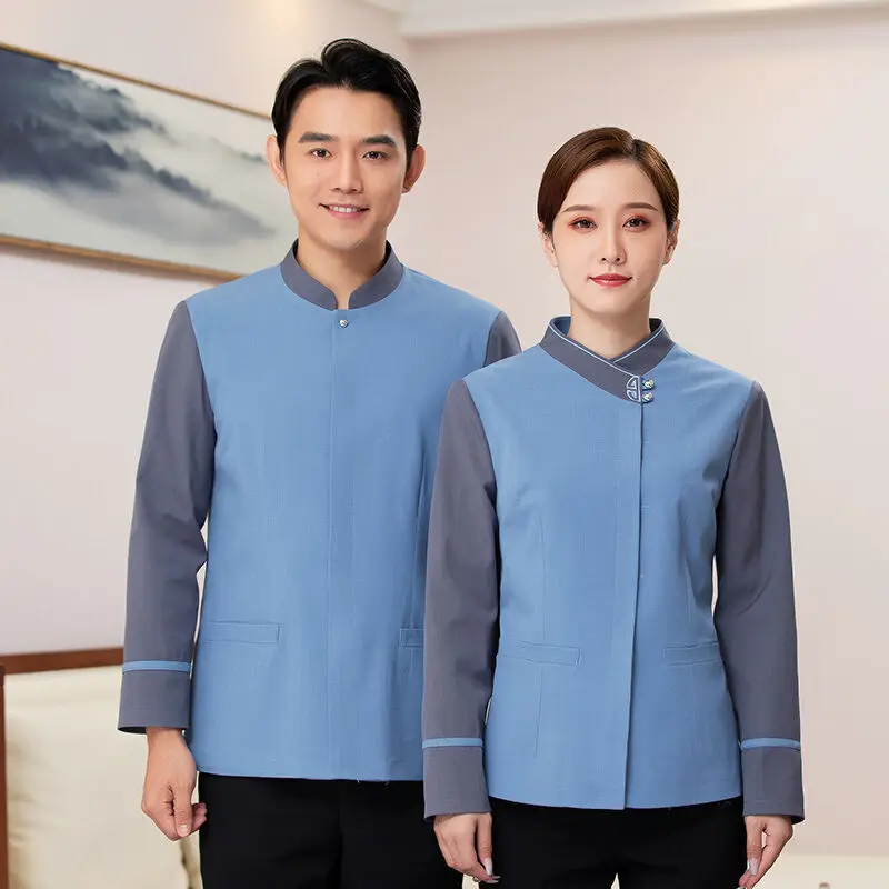 
Hotel cleaning work clothes long sleeves property cleaners aunt suit autumn and winter cleaning clothes female 