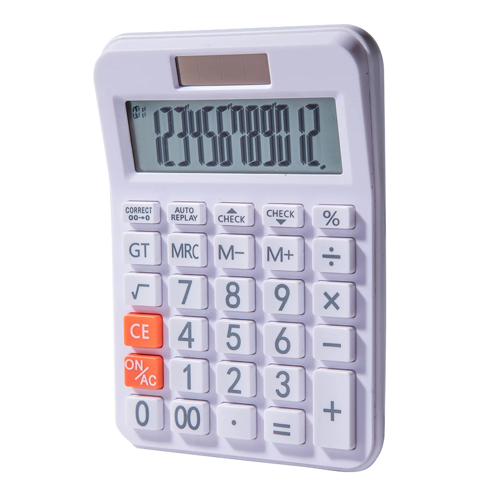 
Wholesale White Basic Dual Power 12 Digits Office Use Latest Calculator With Auto Replay Function 