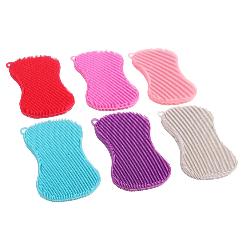 Wholesale Silicone Sponge Dish Washing Kitchen Scrubber Household Sponge Dishwashing Brush Silicone Dish Scrubber