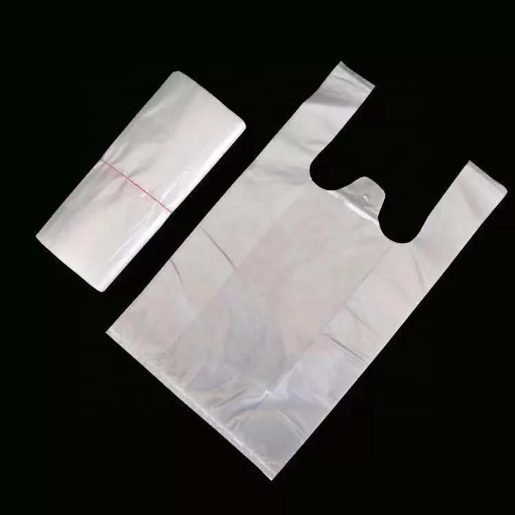 wholesale custom reusable grocery store clear plastic poly t shirt shopping bag