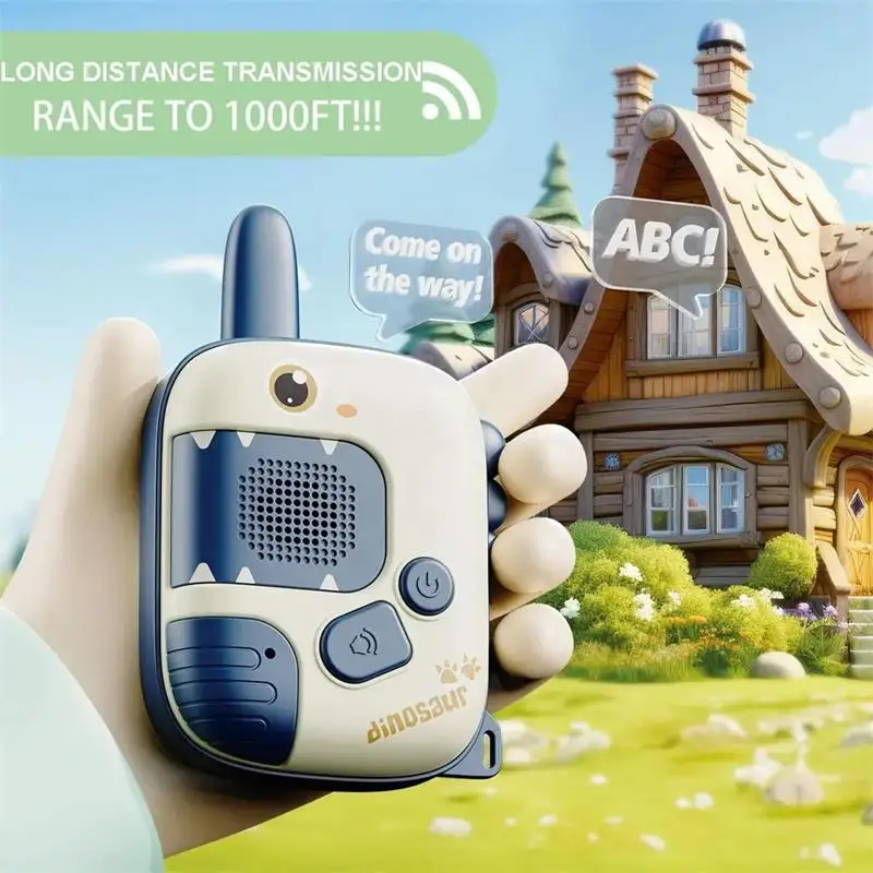 2pcs Kids Dinosaur Walkie Talkie Toy Long Range Mini Handheld Button Interphone Outdoor Wireless Transmission Walkie-talkie Toy