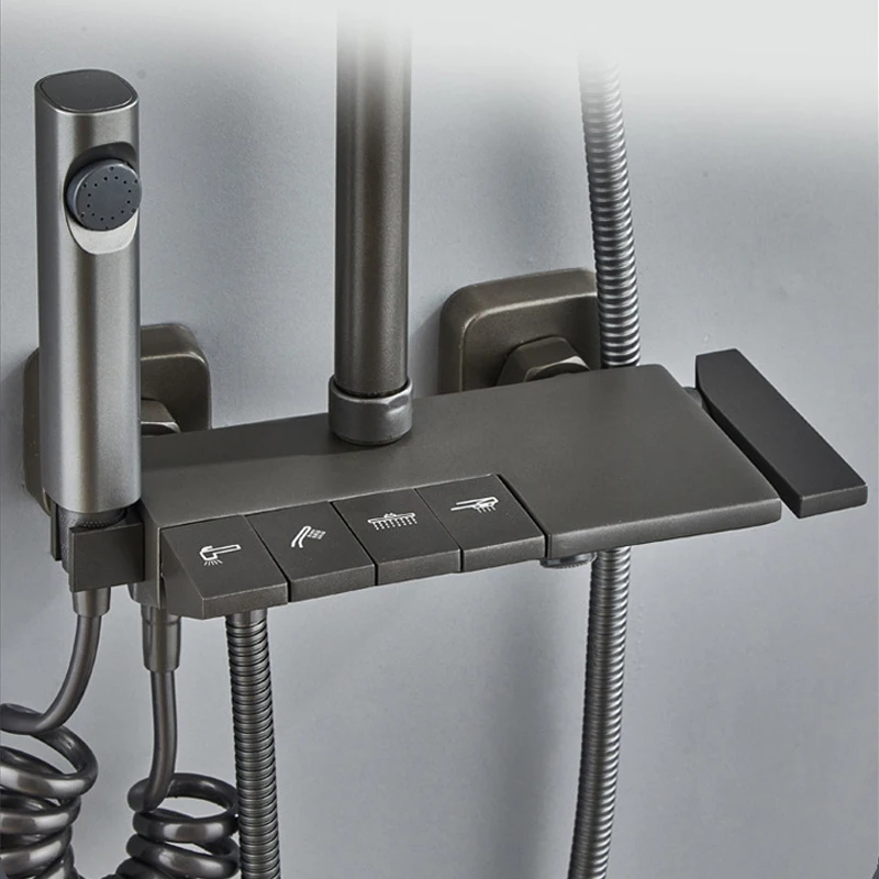 hot and cold water mixer valve brass piano shower faucet rain bath shower set rainfall bathroom shower system set