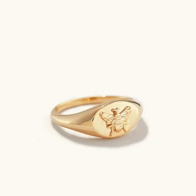 HYH antique gold plated animal honey signet custom ring