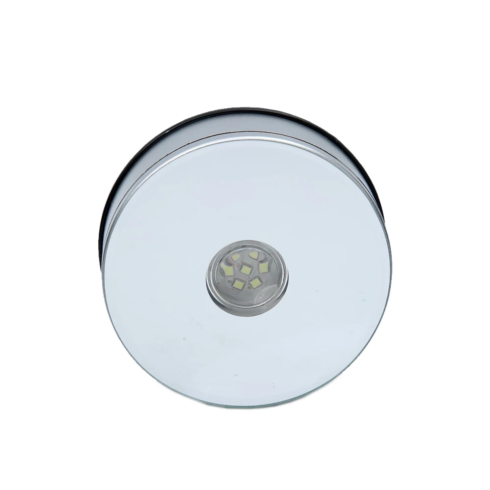 
BOSHI 11cm Silver Plastic Ultra bright white lights round led light stand base rotating decoration 
