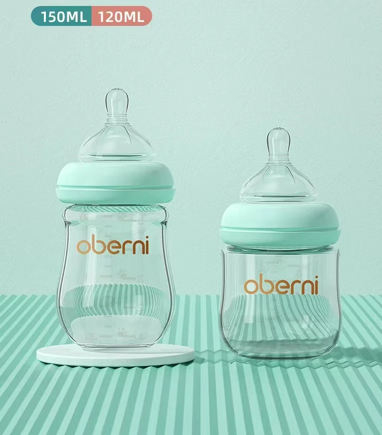 Baby Feeding Bottles Baby Breast Milk Bottle 120ml/150ml Baby Bottle High Quality High Borosilicate Glass Food Grade Silicone