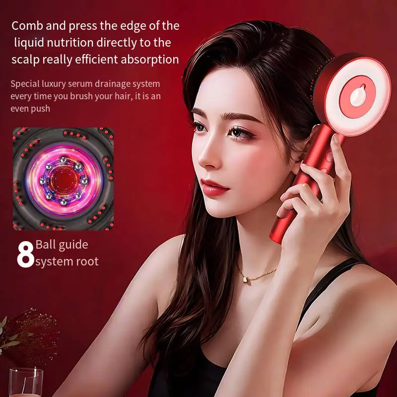 Infrared Red Light Therapy High-frequency Vibration Hair Massage Brush Oil Electric Scalp Applicator Massager for Hair Growth