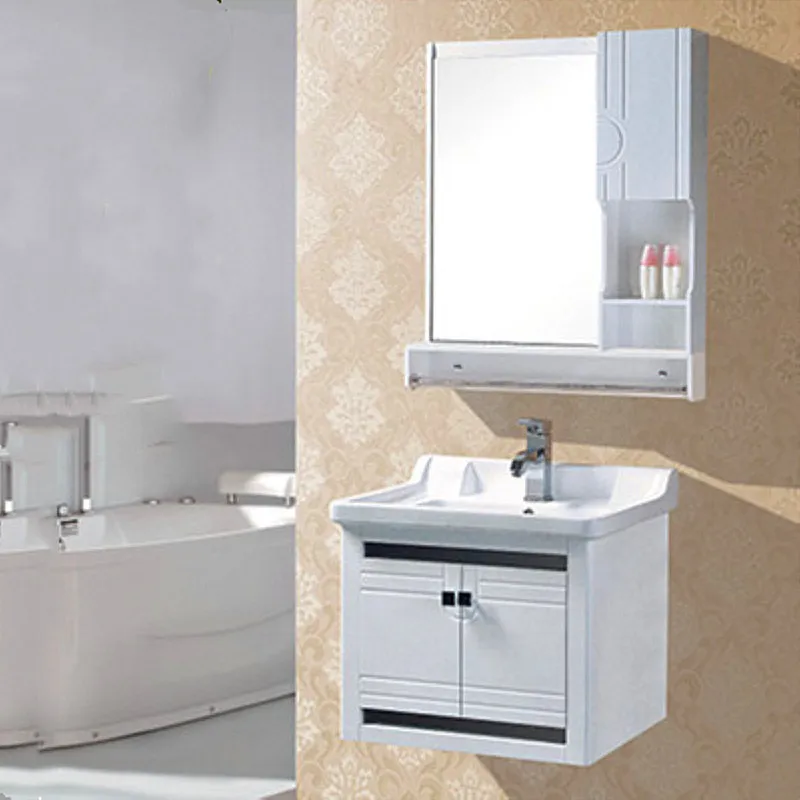 Decent European Style Bathroom Vanity Modern Plywood Bathroom Cabinet with Carved Flowers with Mirror & Basin Customized Color