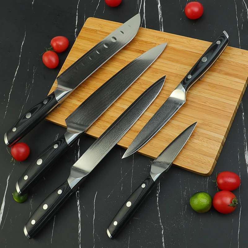 Juegos De Cuchillos Sharp Messerset Роскошный профессиональный набор шеф-поварских ножей японский AUS10 Дамасская сталь 67 слоев кухонных