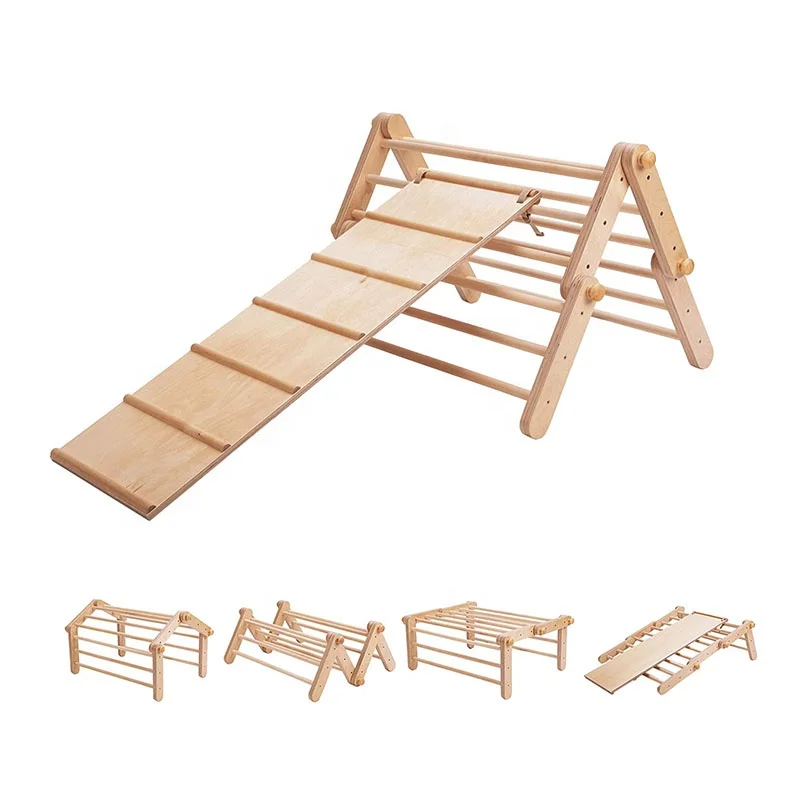 Montessori Foldable wooden Pickler Triangle kids climbing frame ramp indoor playground for toddler gym