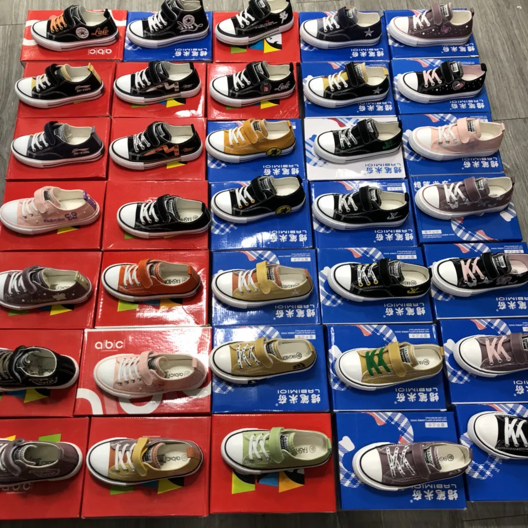 HW-28175 Factory wholesale kids Canvas Shoes Breathable Casual sports Shoes Comfortable black Vulcanized Sneaker for Kids