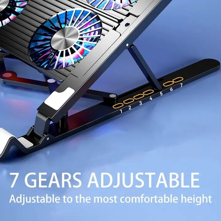 Foldable Detachable 7 Gears Adjustable Notebook Riser Stable Tablet Stand Portable Laptop Cooling Pads With Fan