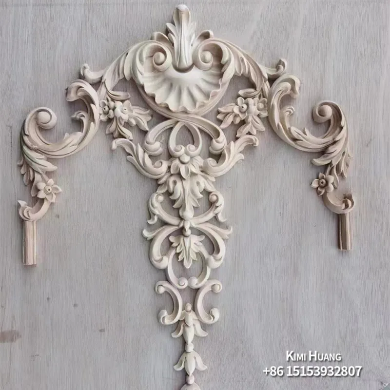 Home Interior Designed Wooden Decor carvings Solid Wood Onlays And Appliques 3D for wall and Furnitures