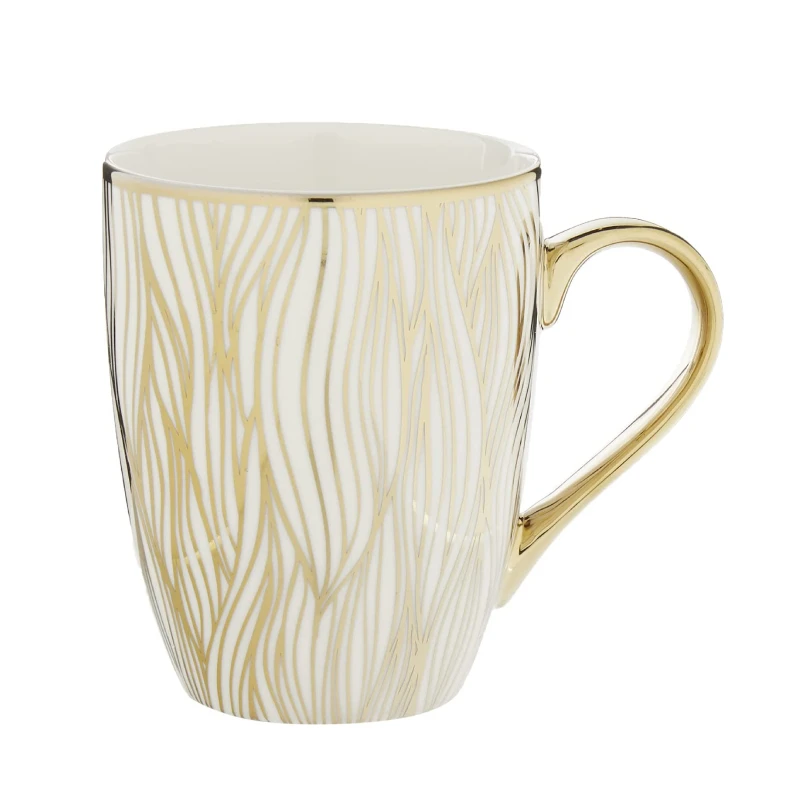 Luxury Gold Plated White Custom Coffee Mug Souvenir Present Ceramic Cup Set