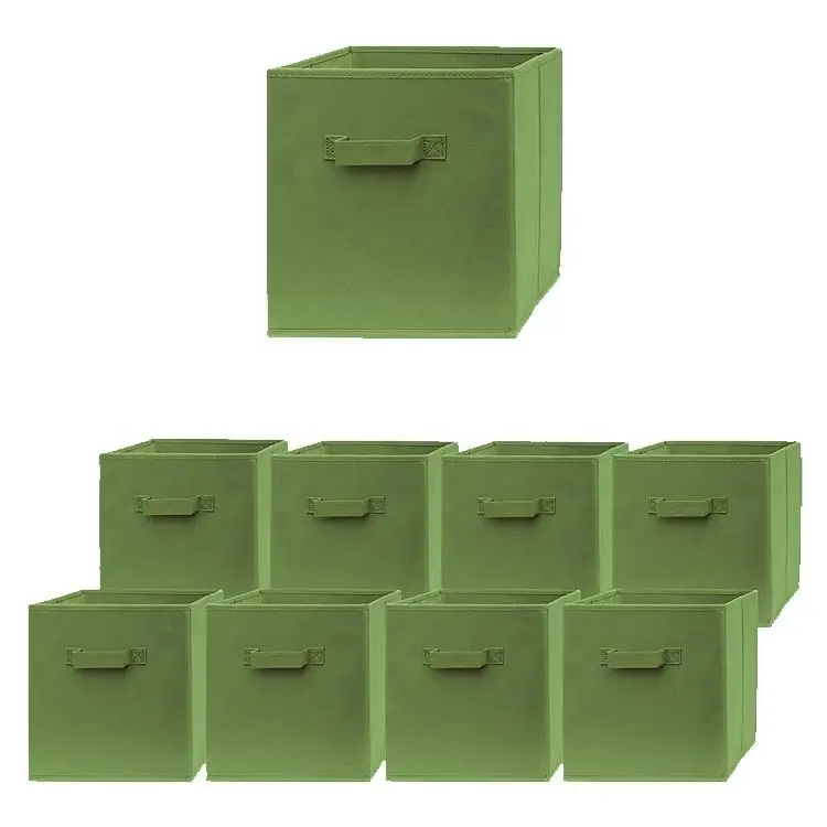 Wholesale Black 9 Pack Non Woven Fabric Baskets Organization Collapsible Storage Boxes & Bins Cube For Shelf