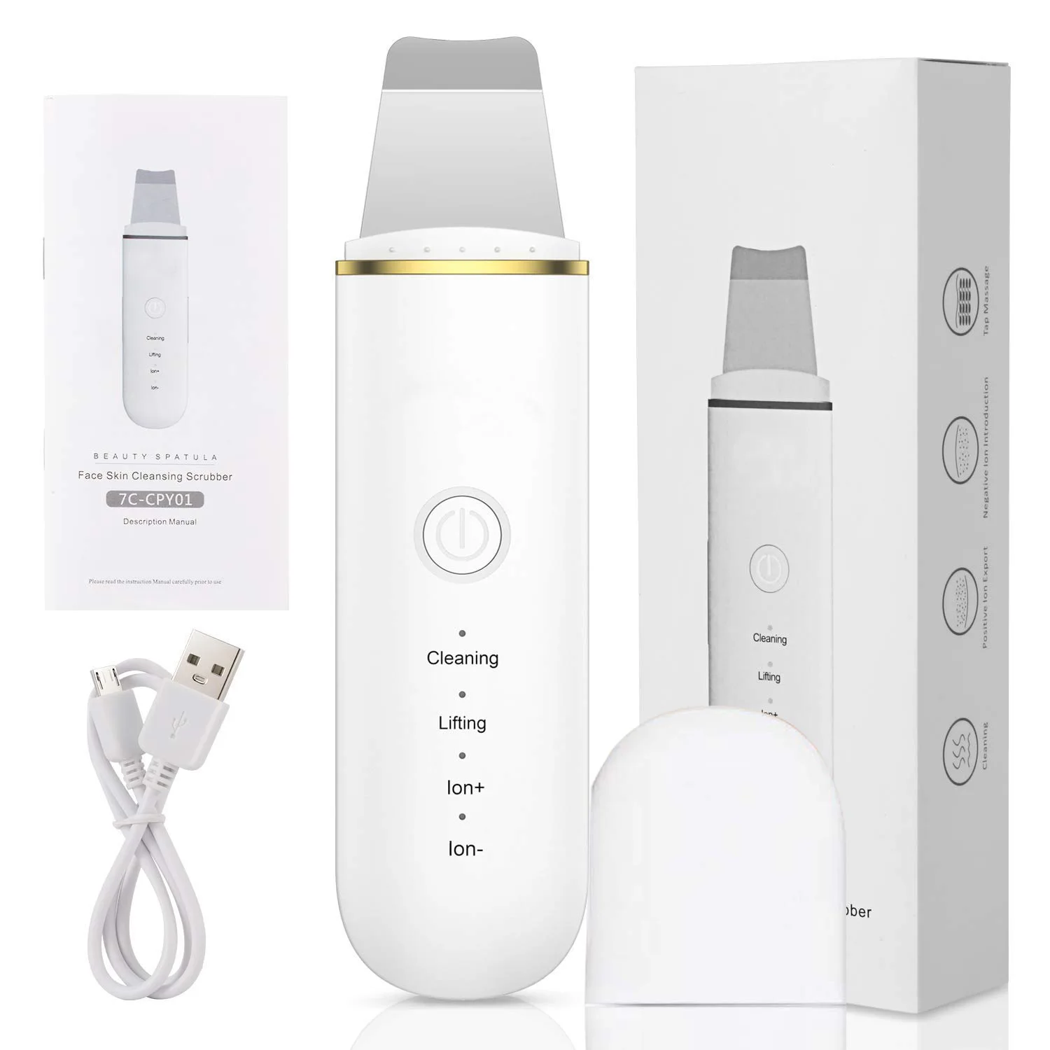 ILOTUS Portable Stainless Steel Electric Professional Personal Ultrasonic Mini Facial Skin Scrubber