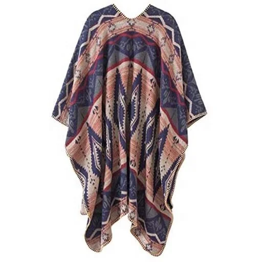 2022 European And American Fashion Split Big Shawl Cloak Retro Fashion Simple Shawl Woman