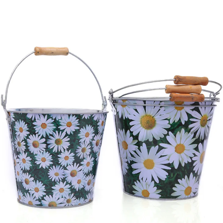 Promotional Customized Decorative Metal Ice Small Buckets Galvanized Tin Ice Buckets