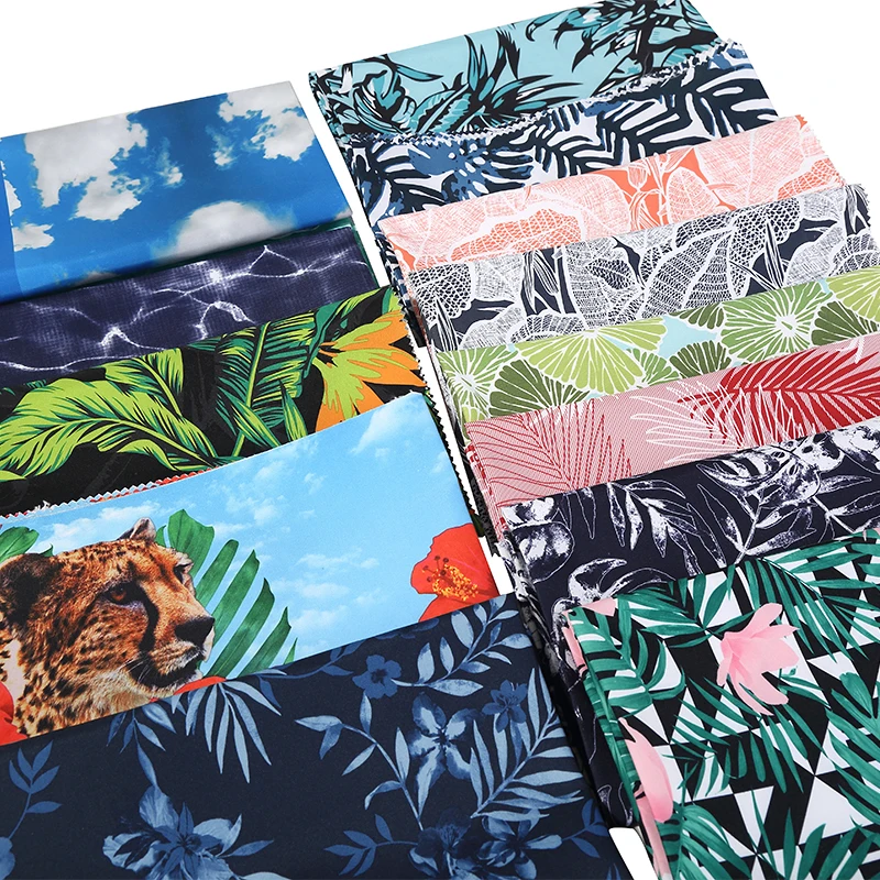 100% poly microfiber waterproof breathable peach fabric cloth skin and 3D printing meter price for beach shorts pants