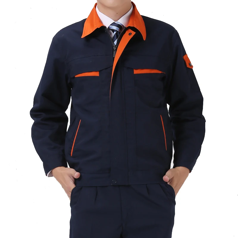Workwear Jacket Men Workwear Uniform Oil Resistant Workwear Navy Orange Color Unisex Overall 230 Grams