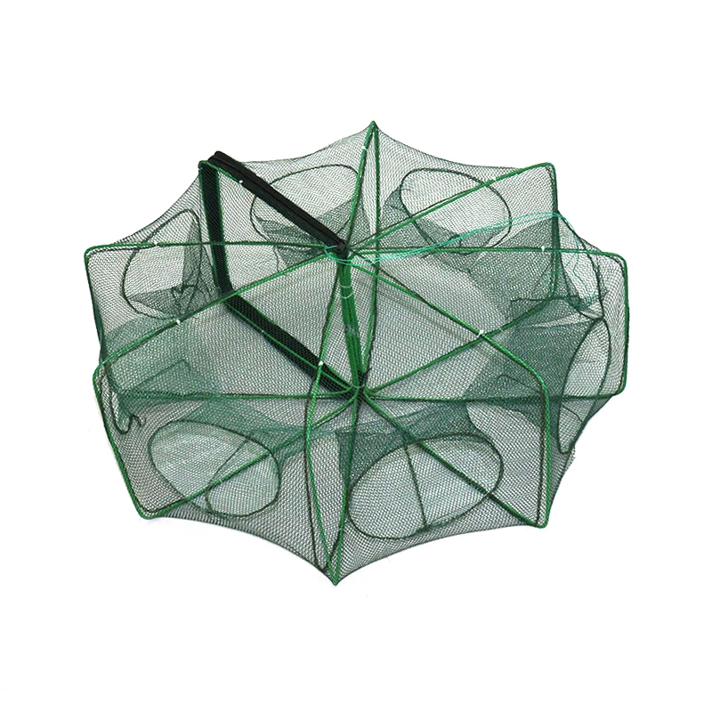 6-8 holes Folded Polygonal shrimp Lobster Net fish trap cage floating fish farming cages for sale