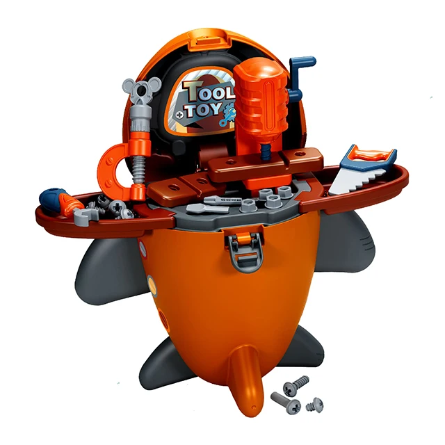 Children Plastic DIY Mechanical Tools Workbench Deformation Aircraft Toys Boy Playing Transformable Screw Repair Tool Table Toys