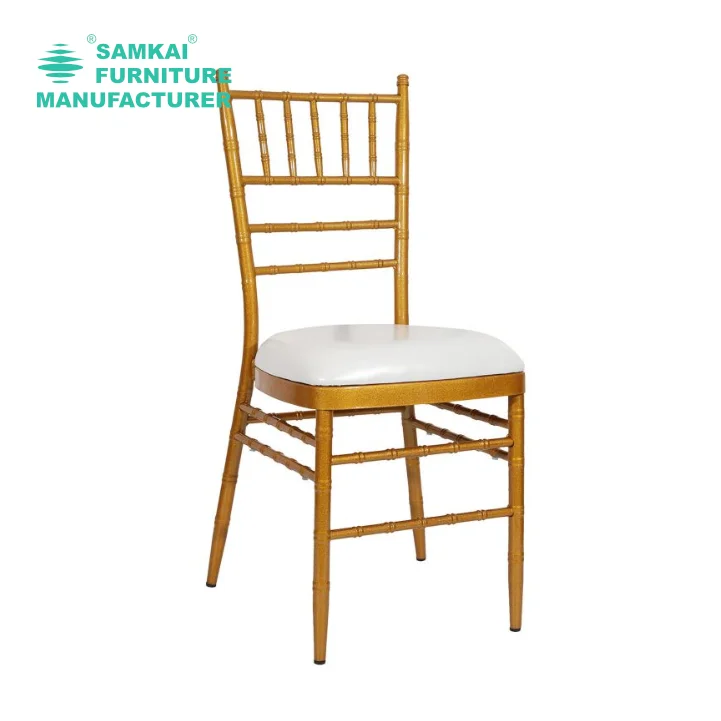 SK-YHY-A002 Premium Gold Finish Chiavari Steel Banquet Chairs Elegant Design Stackable Event Seating USA Wedding Venue Furniture