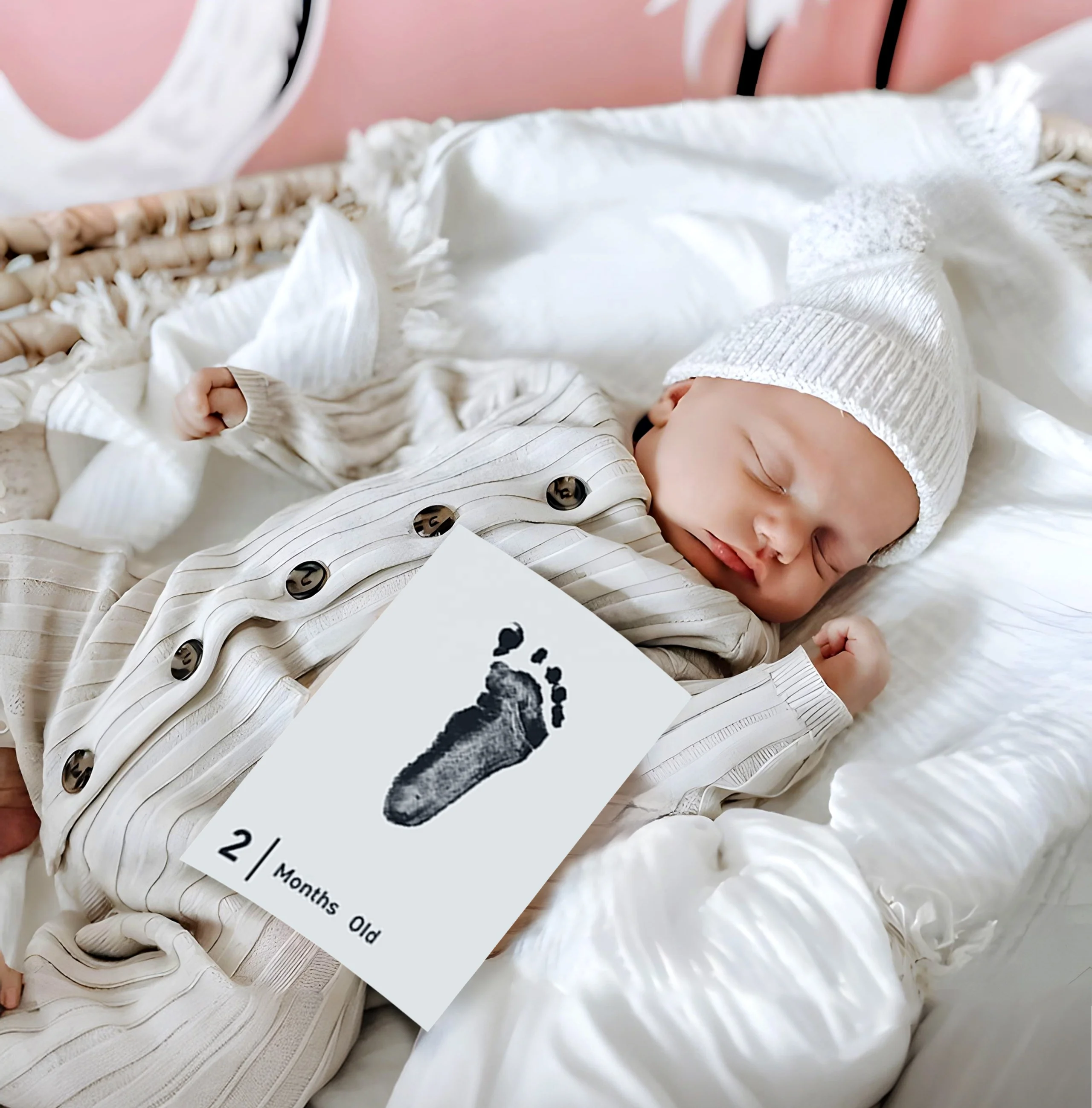 14 Sets Baby Inkless Milestone Cards Dog or Cat Pet Paw Print Kit Newborn 14 Ink Pad Hand And Footprint Baby Inkless Print Kit