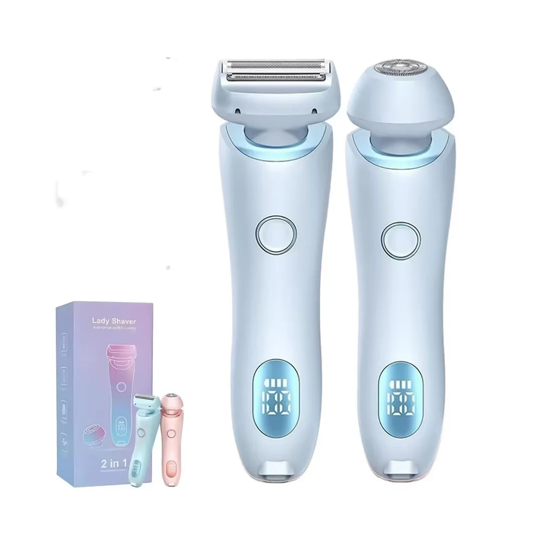 Beauty 2in1 Lady Shavers Trimmer Facial Hair Remover Electric Razor Public Hair Bikini Shaver Painless Epilator for Face