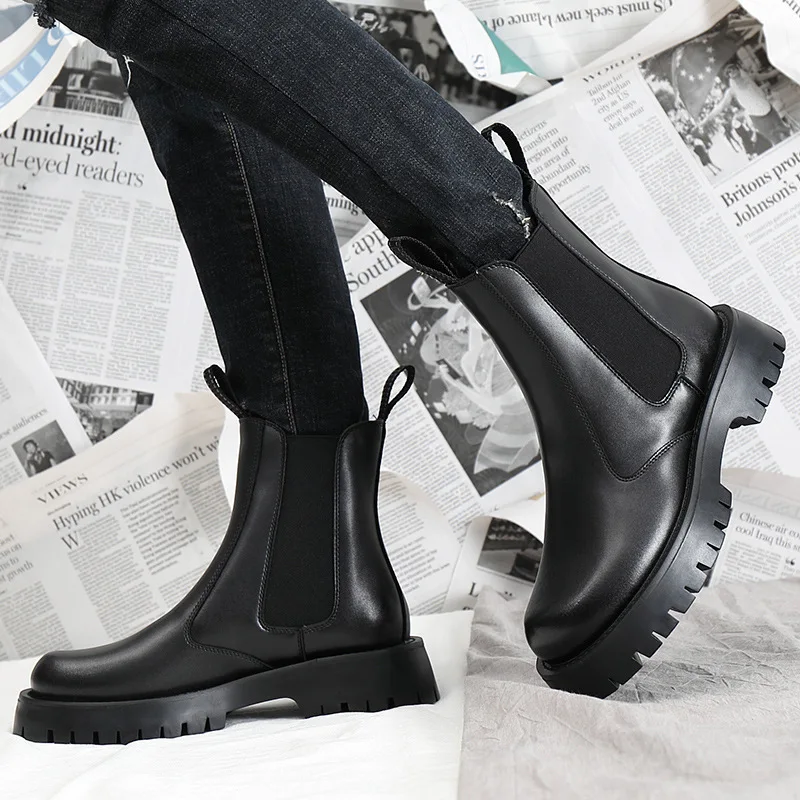 Dropshipping Custom Logo New Arrival Chelsea Boots for Men Casual Genuine Leather Boots